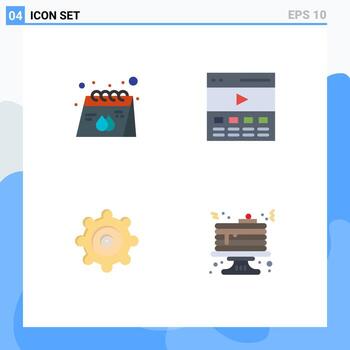4 Thematic Vector Flat Icons and Editable Symbols of advertisement user print header gear Editable Vector Design Elements