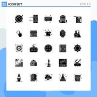 Set of 25 Modern UI Icons Symbols Signs for shops retail conversation house horizontal Editable Vector Design Elements