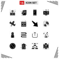 Modern Set of 16 Solid Glyphs Pictograph of internet of things connections setting communications huawei Editable Vector Design Elements