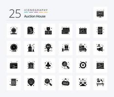 Auction 25 Solid Glyph icon pack including payment. card. law. credit. fast vector