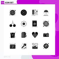 16 Creative Icons Modern Signs and Symbols of cherry spring device weather rain Editable Vector Design Elements