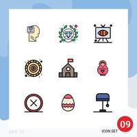 Filledline Flat Color Pack of 9 Universal Symbols of learn token football coin television Editable Vector Design Elements