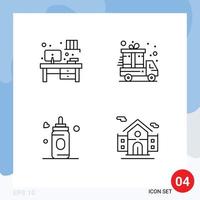 conjunto de 4 paquetes de colores planos comerciales para la construcción de escritorios elementos de diseño vectorial editables de la escuela de alimentación actual vector