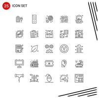 Group of 25 Lines Signs and Symbols for clip board formula international chemistry bandage Editable Vector Design Elements