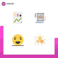 Flat Icon Pack of 4 Universal Symbols of data evil paper interior horror Editable Vector Design Elements