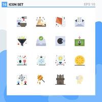 Universal Icon Symbols Group of 16 Modern Flat Colors of funnel chat wellness mail paper Editable Pack of Creative Vector Design Elements