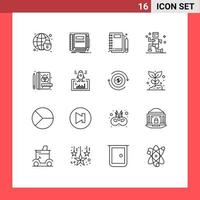 16 Universal Outlines Set for Web and Mobile Applications creative jogging sketching exercise stationery Editable Vector Design Elements