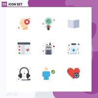 Set of 9 Vector Flat Colors on Grid for development coding biochemistry check layout Editable Vector Design Elements