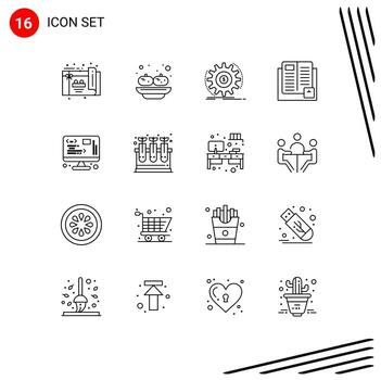 16 Outline concept for Websites Mobile and Apps data learning flow knowledge book Editable Vector Design Elements