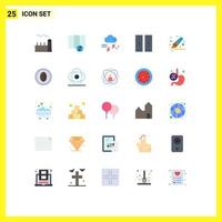 Pictogram Set of 25 Simple Flat Colors of highlighter server cloud hosting thunder Editable Vector Design Elements