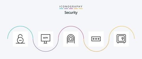 paquete de iconos de línea de seguridad 5 que incluye banco. contraseña. vigilancia. lector. contraseña vector