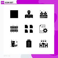 Set of 9 Modern UI Icons Symbols Signs for management development computer develop files Editable Vector Design Elements