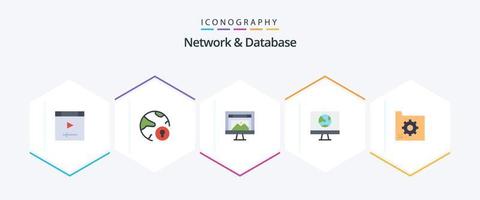 Network And Database 25 Flat icon pack including connect. app. padlock. website. design vector