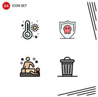 Universal Icon Symbols Group of 4 Modern Filledline Flat Colors of meter spa shield plain environment Editable Vector Design Elements