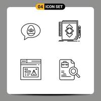 Paquete de 4 líneas de interfaz de usuario de signos y símbolos modernos de chat Internet naturaleza identidad web elementos de diseño vectorial editables vector