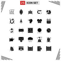 Group of 25 Solid Glyphs Signs and Symbols for chart u turn barrier sign road Editable Vector Design Elements