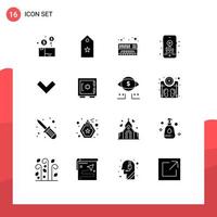 Mobile Interface Solid Glyph Set of 16 Pictograms of down hobby star hobbies synthesizer Editable Vector Design Elements