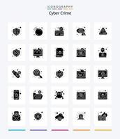 Creative Cyber Crime 25 Glyph Solid Black icon pack  Such As attention. alert. card protection. internet. detector vector