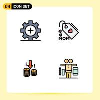 Universal Icon Symbols Group of 4 Modern Filledline Flat Colors of care money hospital love fund Editable Vector Design Elements