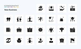 paquete de iconos de glifos sólidos de 25 nuevos negocios vector