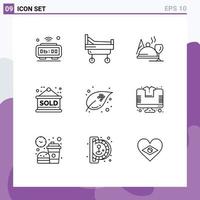 Set of 9 Commercial Outlines pack for eggs unavailable hotel sold sign sign Editable Vector Design Elements