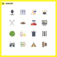 Set of 16 Vector Flat Colors on Grid for people employee mind company soft serve Editable Pack of Creative Vector Design Elements