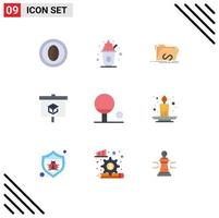 Group of 9 Flat Colors Signs and Symbols for school education sweets chart internet Editable Vector Design Elements