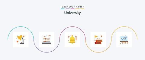 paquete de iconos de 5 planos universitarios que incluye tablero. éxito. alerta. estudiar. libros vector