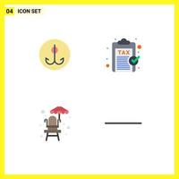 Modern Set of 4 Flat Icons Pictograph of decoy life guard chair sport money park Editable Vector Design Elements