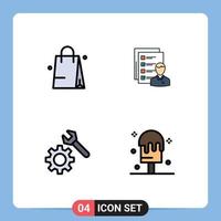 4 Thematic Vector Filledline Flat Colors and Editable Symbols of handbeg resume profile employee setting Editable Vector Design Elements