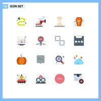 conjunto de 16 iconos modernos de la interfaz de usuario signos de símbolos para la celebración del café roto rip paquete editable de halloween de elementos de diseño de vectores creativos