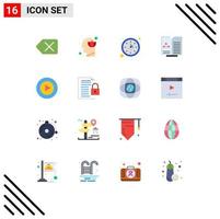 Set of 16 Modern UI Icons Symbols Signs for video studio clock book test Editable Pack of Creative Vector Design Elements