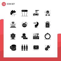 Modern Set of 16 Solid Glyphs and symbols such as technology hologram bathroom partnership design Editable Vector Design Elements