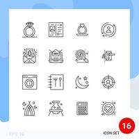 Mobile Interface Outline Set of 16 Pictograms of seo greeting heart christmas remarketing Editable Vector Design Elements