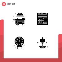 Modern Set of 4 Solid Glyphs and symbols such as city plumber basic bank bouquet Editable Vector Design Elements