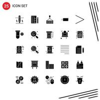 Mobile Interface Solid Glyph Set of 25 Pictograms of arrow money building flow dollar Editable Vector Design Elements