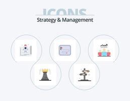 Strategy And Management Flat Icon Pack 5 Icon Design. direction route. map. checkmark. promote. startup vector