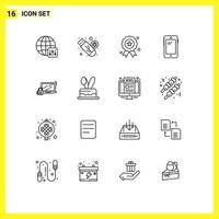 Universal Icon Symbols Group of 16 Modern Outlines of computer huawei holiday mobile phone Editable Vector Design Elements