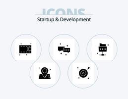 Startup And Develepment Glyph Icon Pack 5 Icon Design. . file. money. network. mail vector