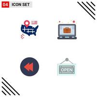 Pack of 4 Modern Flat Icons Signs and Symbols for Web Print Media such as location open brief office case board Editable Vector Design Elements