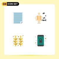 4 Creative Icons Modern Signs and Symbols of data food paper music thanksgiving Editable Vector Design Elements