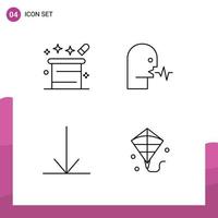 Pictogram Set of 4 Simple Filledline Flat Colors of magic talk magician human down Editable Vector Design Elements