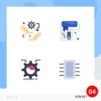 Flat Icon Pack of 4 Universal Symbols of gear setting configuration paint seo Editable Vector Design Elements