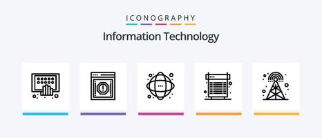 Information Technology Line 5 Icon Pack Including infrastructure. cloud. file. pin code. mobile. Creative Icons Design