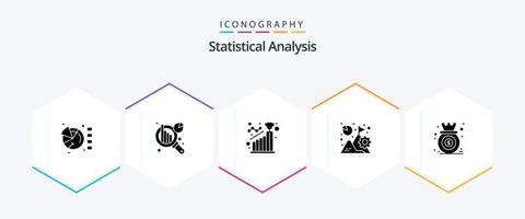 paquete de iconos de 25 glifos de análisis estadístico que incluye análisis. crecimiento. logro. grafico. análisis vector