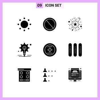 conjunto de 9 iconos de interfaz de usuario modernos símbolos signos para idea de medios equipo de interfaz de usuario elementos de diseño vectorial editables del día de gracias vector