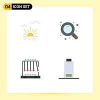 Set of 4 Commercial Flat Icons pack for sun physics spring find battery Editable Vector Design Elements