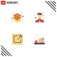 conjunto de 4 iconos planos vectoriales en la cuadrícula para el trabajador coordinador de altura compartida que limpia elementos de diseño vectorial editables vector