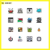 conjunto de 16 iconos de interfaz de usuario modernos signos de símbolos para Internet nube ornamental lluviosa desarrollar elementos de diseño de vectores creativos editables