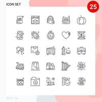 Modern Set of 25 Lines and symbols such as food easter page basket language course Editable Vector Design Elements